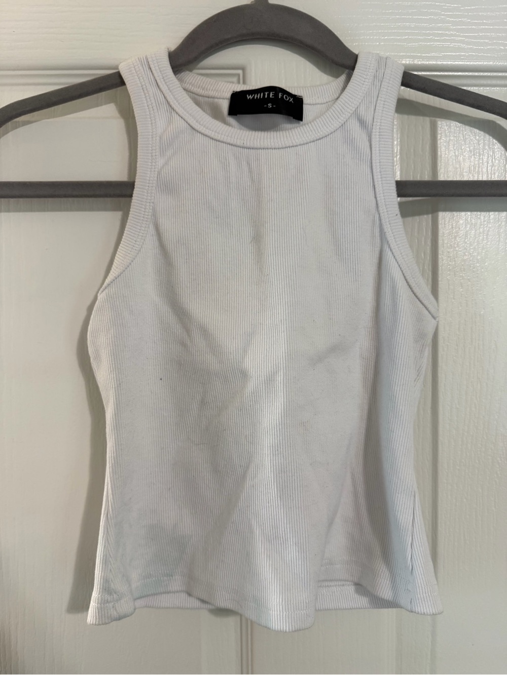 White Fox Boutique White Ribbed Racer Tank